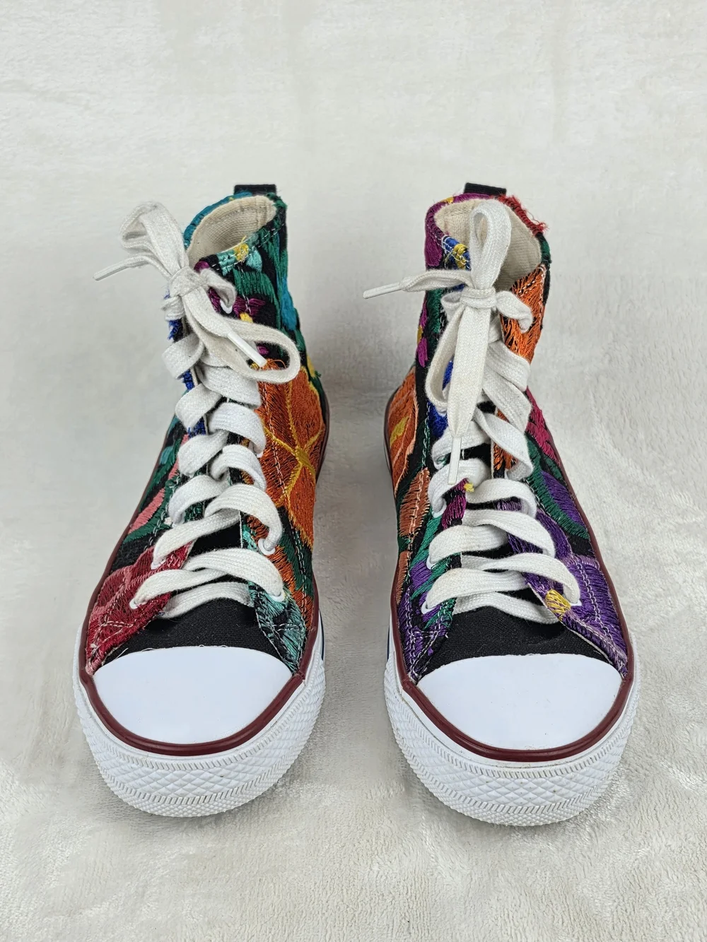 Hikal Bolom Embroidered High Top Sneakers Womens 7 Floral Mexican Artisan